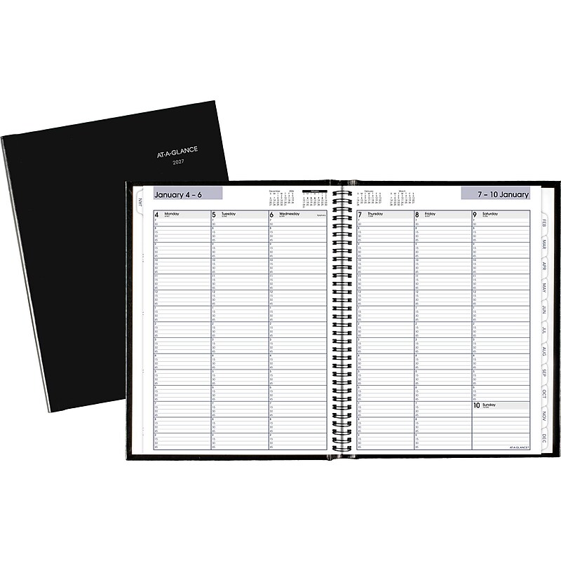 2027 AT-A-GLANCE DayMinder 8" x 11" Weekly Appointment Book Planner, Faux Leather Cover, Black (G520H-00-27)