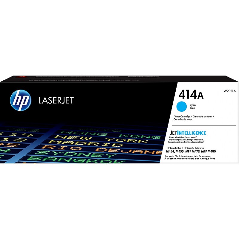 HP 414A Cyan Standard Yield Toner Cartridge, Prints Up to 2,100 Pages (W2021A)