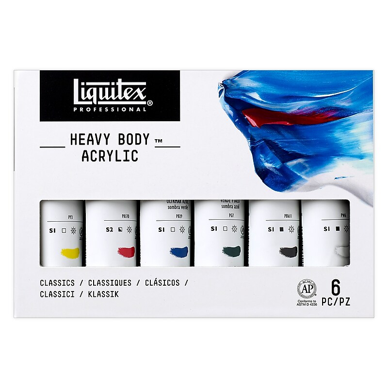 Liquitex LX ACRYLIC Acrylic Paint, Assorted Colors, 59 ml., 6/Set (LIQ3699311)
