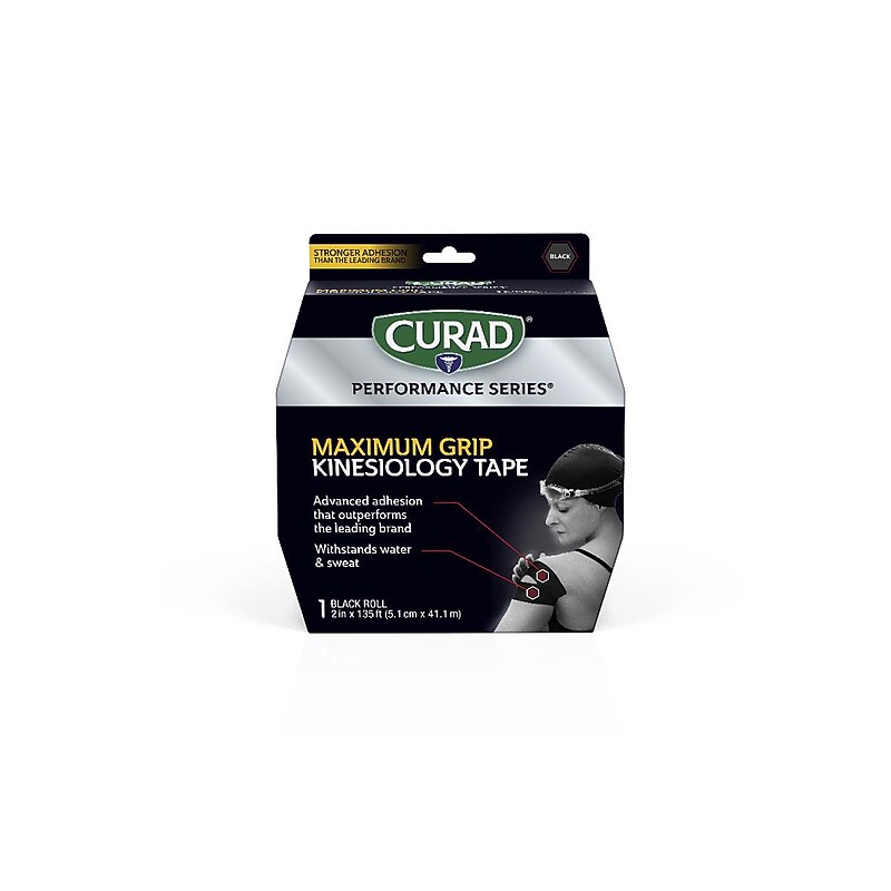 Curad Performance Series Maximum Grip Water Resistant Kinesiology Medical Tape, 2" x 45 yds., 6 Rolls/Carton (CURIM5071)