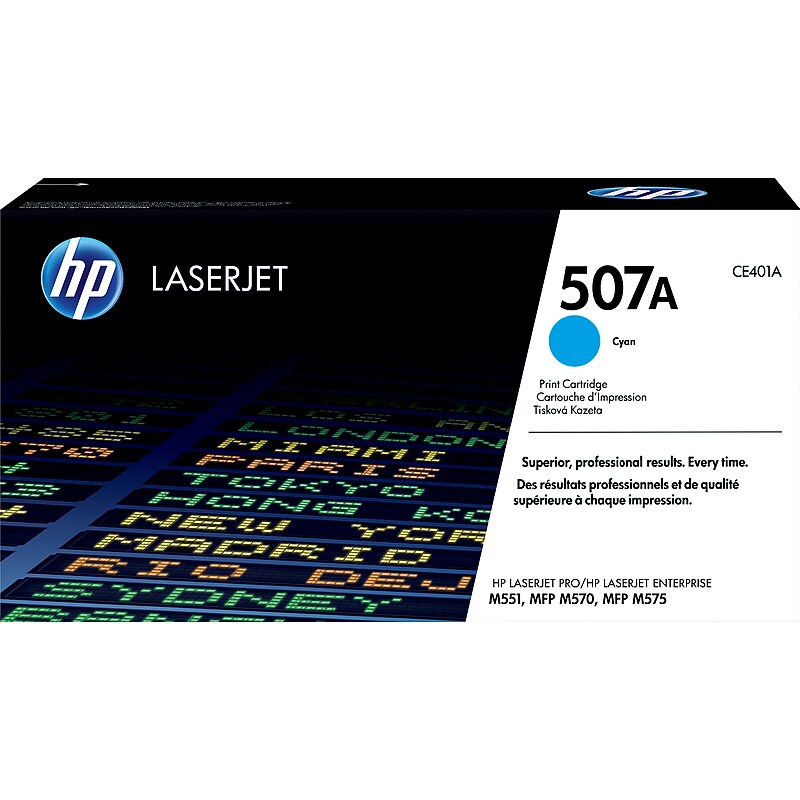 HP 507A Cyan Standard Yield Toner Cartridge, Prints Up to 6,000 Pages (CE401A)