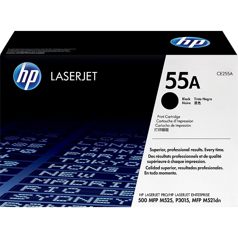 HP 55A Black Standard Yield Toner Cartridge, Prints Up to 6,000 Pages (CE255A)