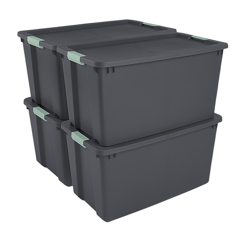 Sterilite 180 Quart Wheeled Latching Storage Tote, Plastic, Flat Gray, 4/Carton (22223V04CT)