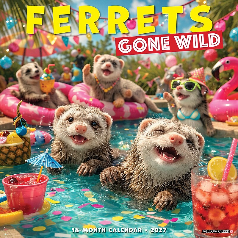 2027 Willow Creek Ferrets Gone Wild 12" x 12" Monthly Wall Calendar (65242)