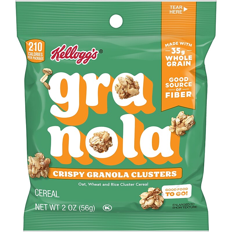 Kellogg's Low Fat Granola Breakfast Cereal, Crunchy Clusters, 2 oz., 48/Carton (WKK11458)