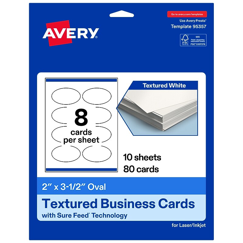Avery Oval Business Cards, Matte White, 80/Pack (19479399712)