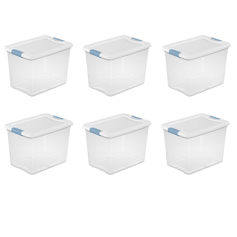 Sterilite 25 Quart Latching Storage Bin with Lid, Plastic, White, 6/Carton (14958006CT)
