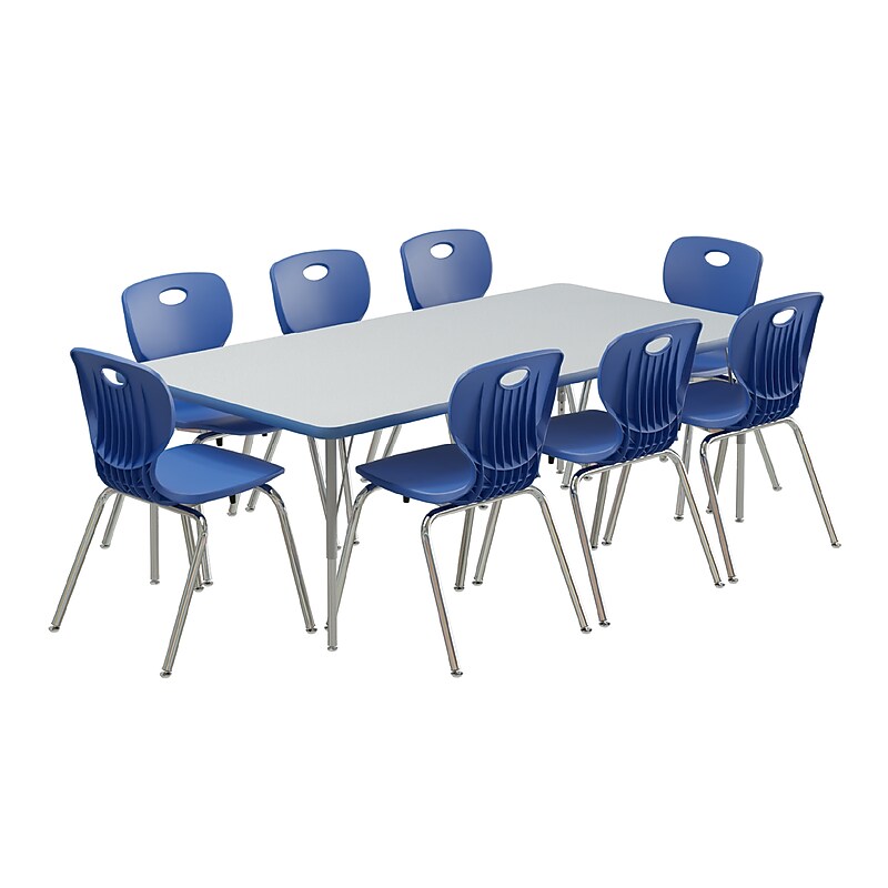 Correll Rectangular Activity Table Set, 72" x 36", Height Adjustable, Gray Granite (AP1-A3672TFREC-15-14-37-8-18)