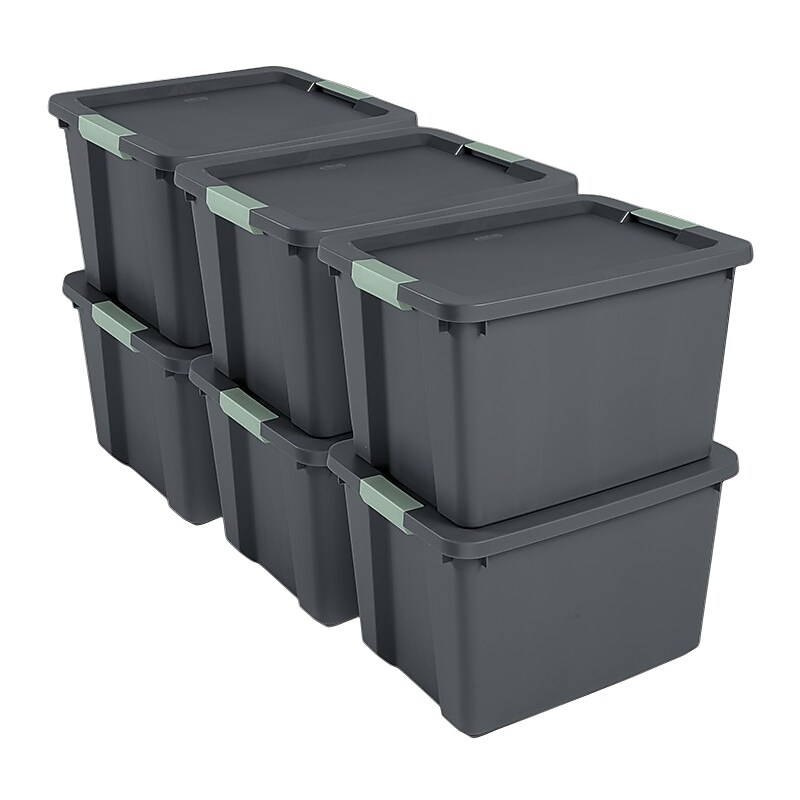 Sterilite 80 Quart Latching Storage Tote, Plastic, Flat Gray, 6/Carton (22173V06CT)