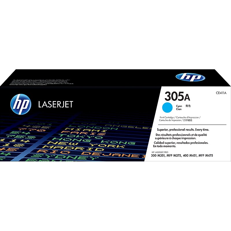 HP 305A Cyan Standard Yield Toner Cartridge, Prints Up to 2,600 Pages (ce411a)