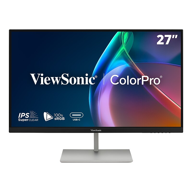 ViewSonic 27" QHD 120Hz LCD Monitor, 90W USB-C Docking Station, Built-In Speaker, Black/Silver (VP2766-2K)