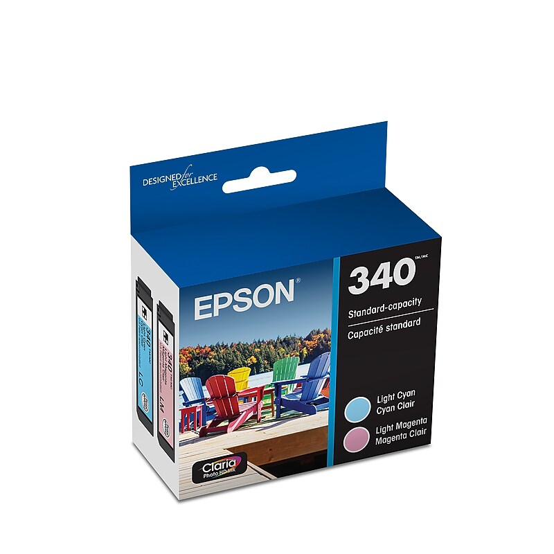 Epson 340 Claria Photo HD Light Cyan/Light Magenta Standard Capacity Cartridge, 2/Pack (T340922-S)