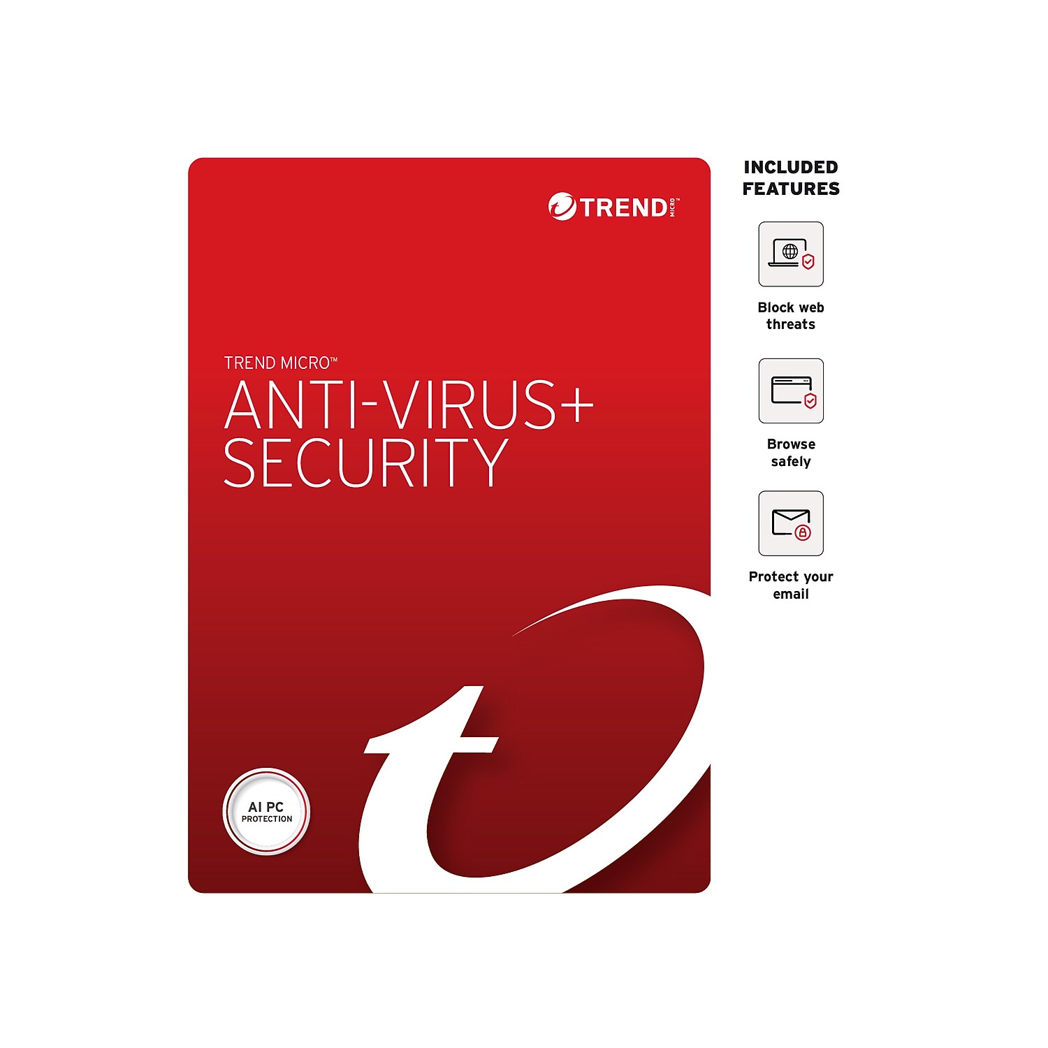 Trend Micro Antivirus + Security Software, 3 Users, 1 Year Subscription, Windows, Download (TRE021800G712)