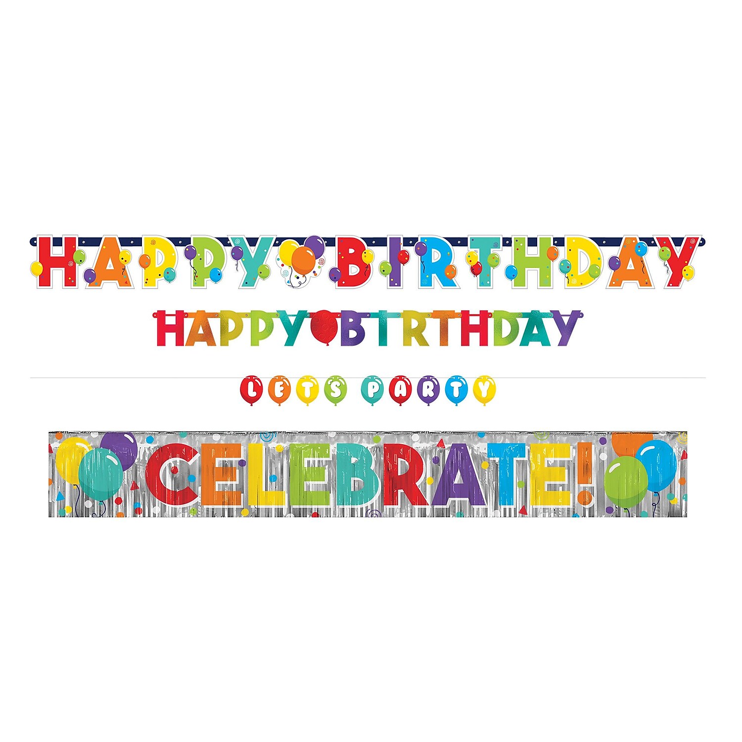 Party City Birthday Balloons Banners, 4/Pack (AM122494-NS)