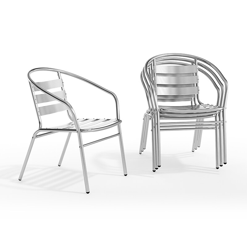 Flash Furniture Aluminum Stacking Indoor-Outdoor Chairs, 4/Pack (4TLH017B)