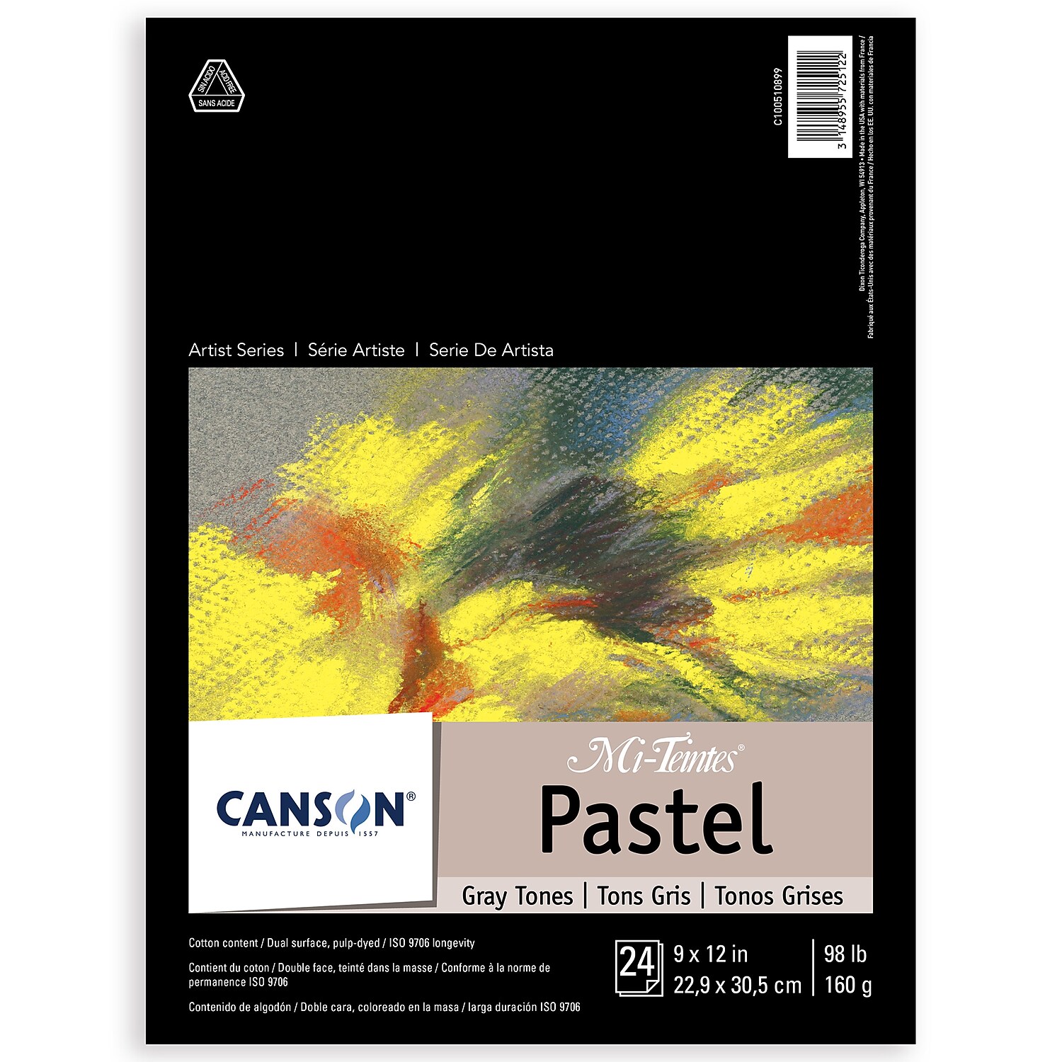 Canson Artist Series 9" x 12" Mi-Teintes Pastel Pad, 24 Sheets/Book, 2/Bundle (MCX100510899-2)