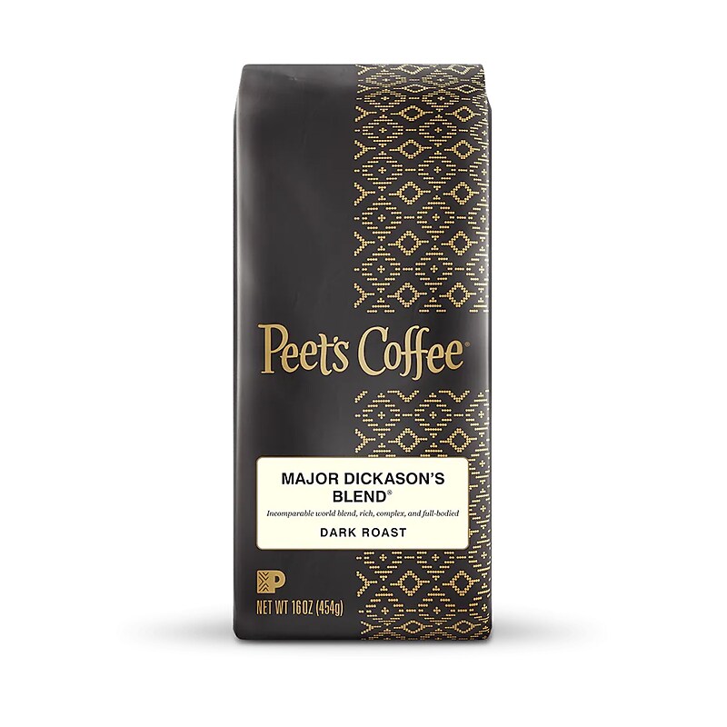 Peet's Coffee Major Dickason's Blend Caffeinated Coffee Packet, Dark Roast, 16 oz. (501677)