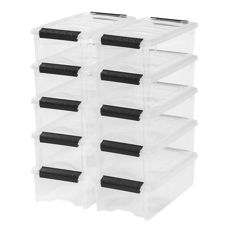 Iris Stack & Pull 5.7 Qt. Latch Lid Storage Box, Clear, 10/Carton (100275CT)