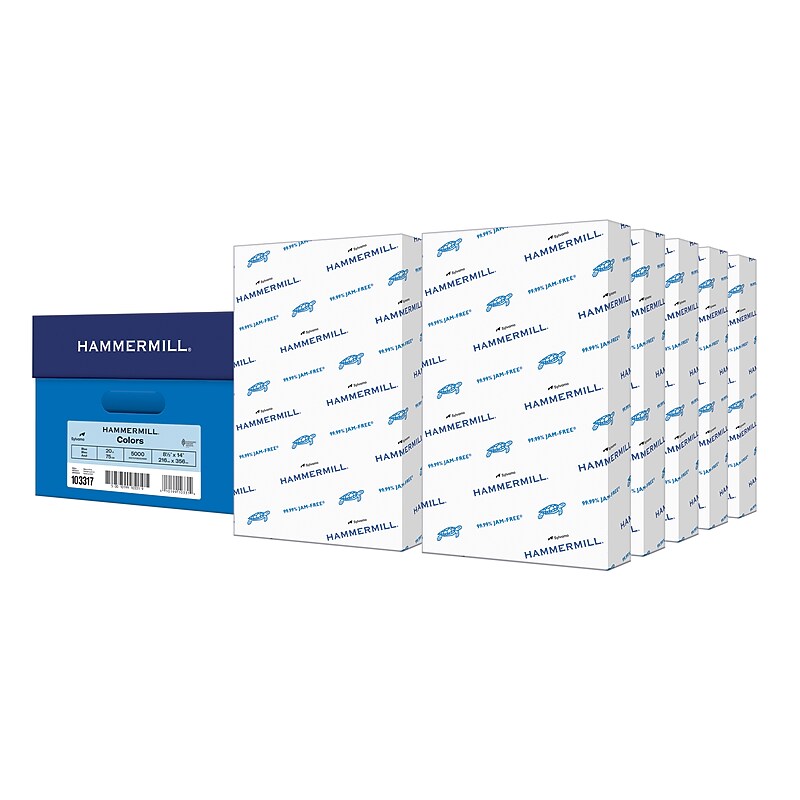 Hammermill 8.5" x 14" Color Copy Paper, 20 lbs., Blue, 500 Sheets/Ream, 10 Reams/Carton (103307)
