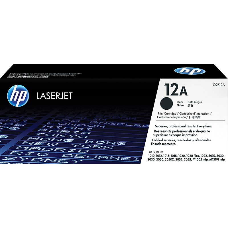 HP 12A Black Standard Yield Toner Cartridge, Prints Up to 2,000 pages (Q2612A)