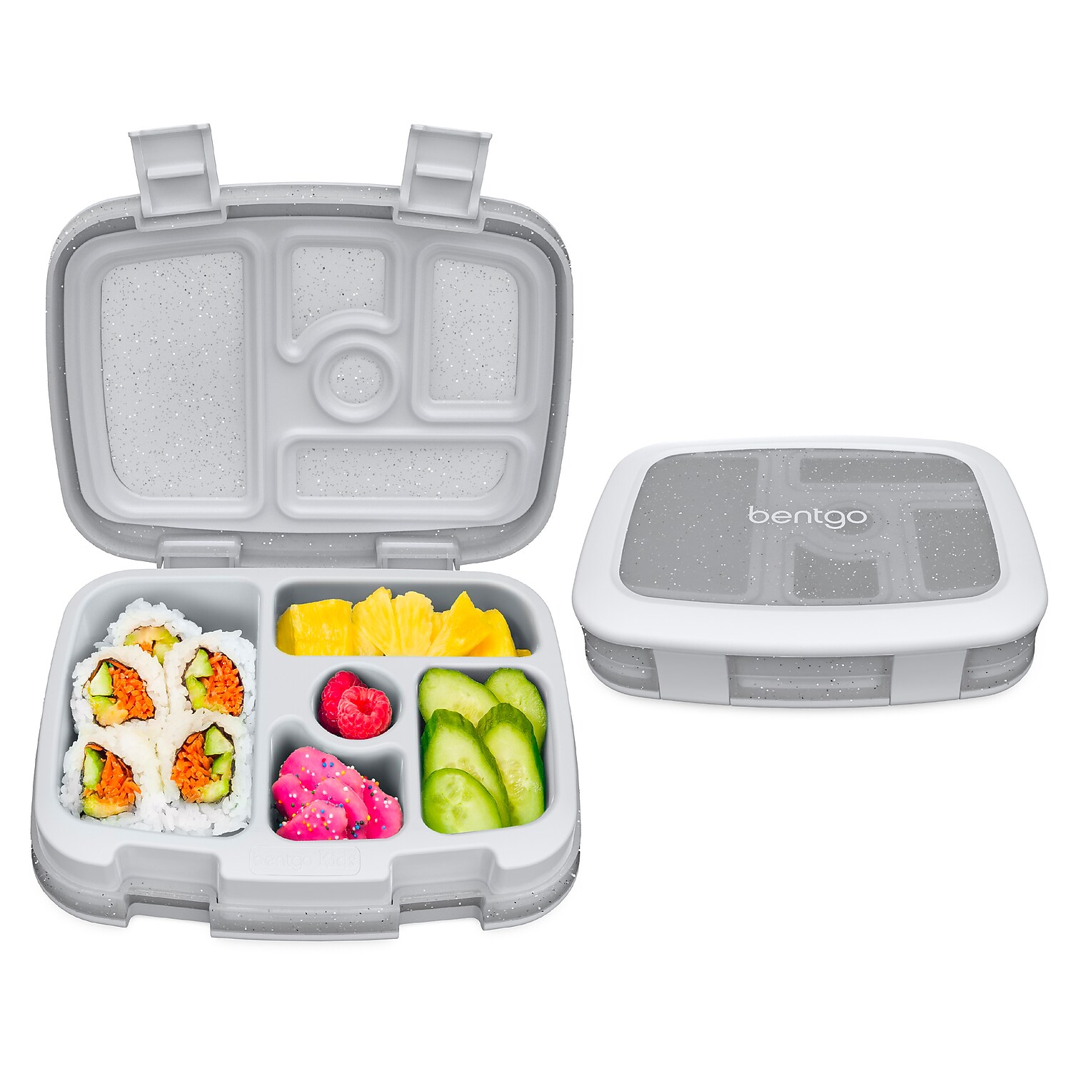 Bentgo Kids Prints Bento Box, 5-Compartment, Silver Glitter (BGKSPGL-SL)