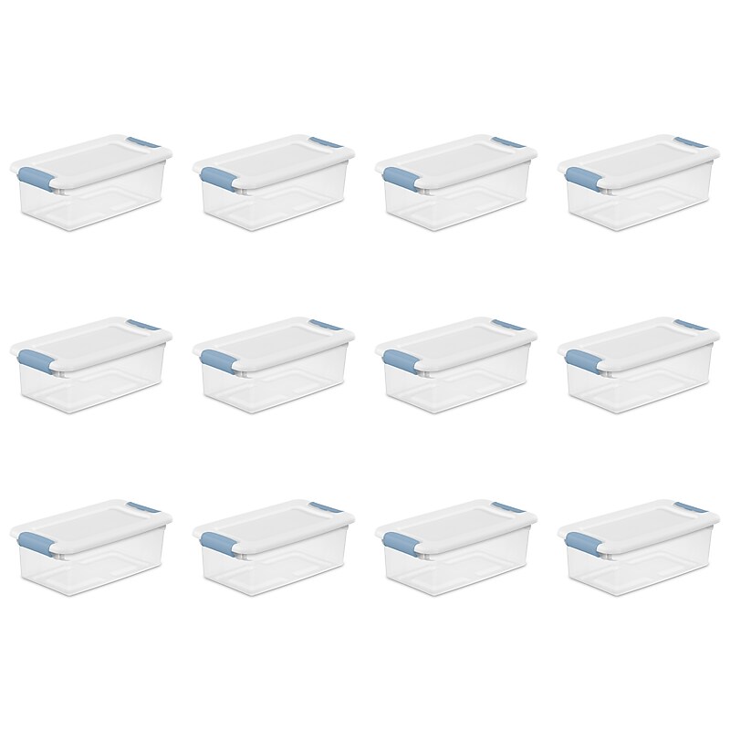 Sterilite 6 Quart Latching Storage Bin with Lid, Plastic, White, 12/Carton (14928012CT)
