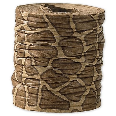 1 1 2 x 25 yds. Crinkle Paper Giraffe Ribbon Brown