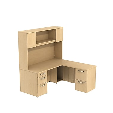 Bush 300 Series L Desk with Storage & 66" H Tall Hutch