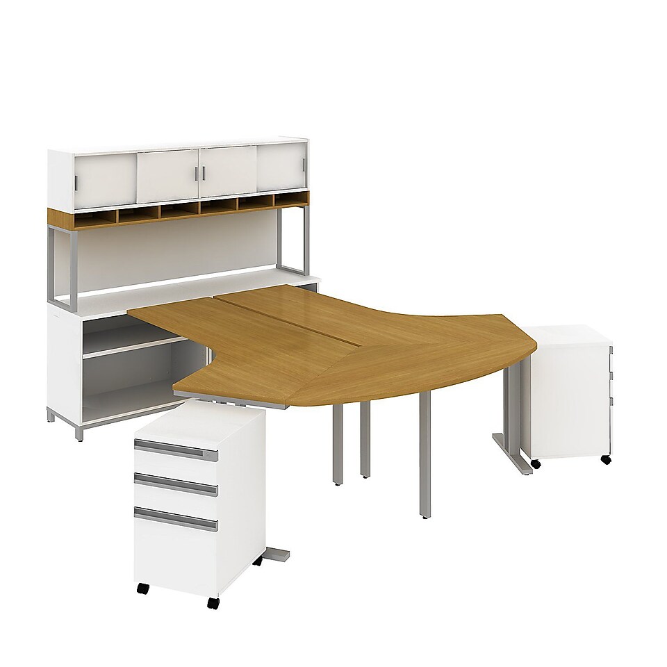 Bush Business Momentum Dog Leg Desks In 2 Person Configuration
