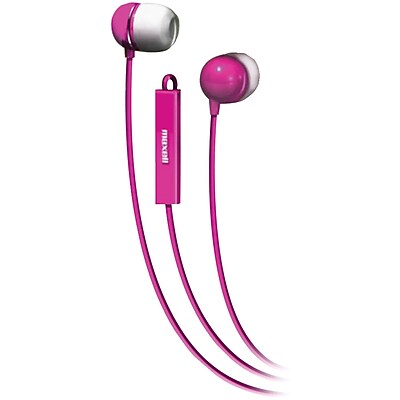 Maxell MXL190304 .Stereo In Ear Earbud with Mic and Remote Pink