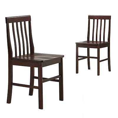 Walker Edison Solid Wood Dining Chair Espresso 2 Pack