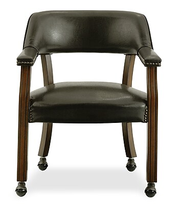 International Concepts Vinyl Dining Chair With Casters Antique Cherry Dark Brown