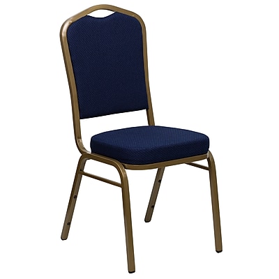 Flash Furniture Hercules Crown Back Stacking Chair Patterned Navy Blue 2.5 Seat Gold Frame FDC01AG2056