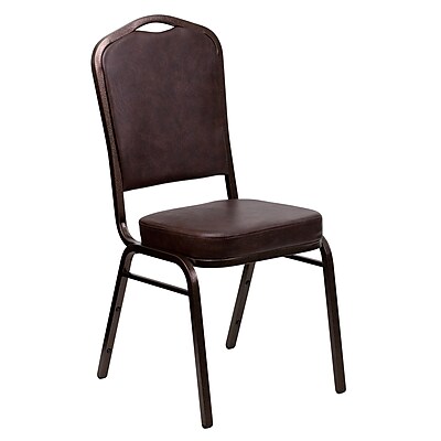 Flash Furniture Hercules Crown Back Stacking Chair with Brown Vinyl and 2.5 Seat FDC01CPRBRNVY