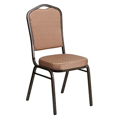Flash Furniture Hercules Crown Back Stacking Chair Gold Diamond Pattern Fabric 2.5 Seat Gold Vein Frame FDC01GVGO