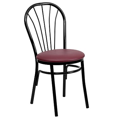 Flash Furniture Hercules Series Fan Back Metal Chair Burgundy Vinyl Seat 2 Box XU698BBGV