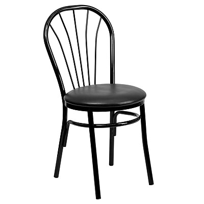 Flash Furniture Hercules Series Fan Back Metal Chair Black Vinyl Seat XU698BBLKV