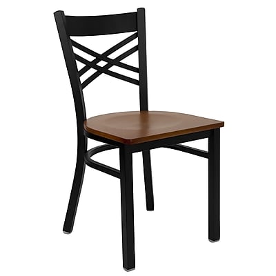 Flash Furniture Hercules Series Black X Back Metal Restaurant Chair XU6FOBXBKCHYW