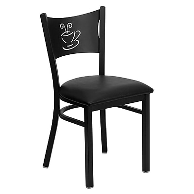Flash Furniture Hercules Series Coffee Back Metal Restaurant Chair Black with Black Vinyl Seat XUDG6099COFBLKV