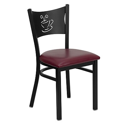 Flash Furniture Hercules Series Black Coffee Back Metal Restaurant Chair Burgundy Vinyl Seat XUDG6099COFBURV