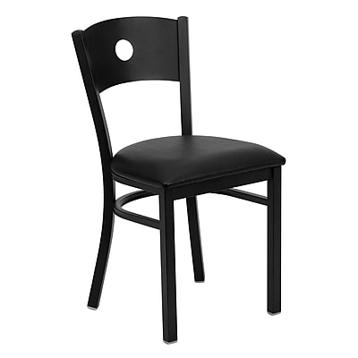 Flash Furniture Hercules Black Circle Back Metal Restaurant Chair Black Vinyl Seat XUDG6019CIRBLKV