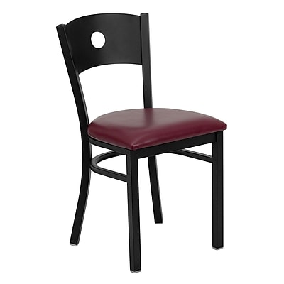 Flash Furniture HERCULES Series Circle Back Metal Restaurant Chair Black with Burgundy Vinyl Seat XUDG6019CIRBURV