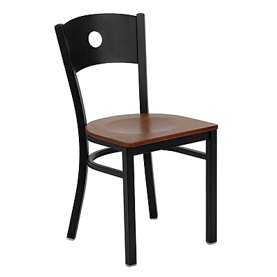 Flash Furniture Hercules Series Circle Back Metal Restaurant Chair Black with Cherry Wood Seat XUDG6019CIRCHYW