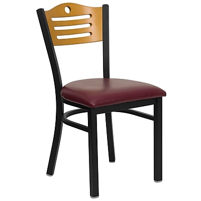 Flash Furniture Hercules Black Slat Back Metal Chair Wood Back XUDG6G7BSLATBUV