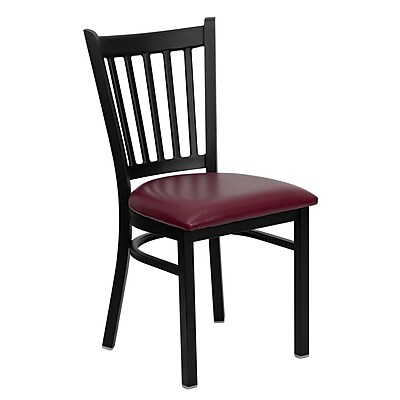 Flash Furniture Hercules Series Vertical Back Metal Restaurant Chair Black with Burgundy Vinyl Seat XUDG6Q2BVRTBURV