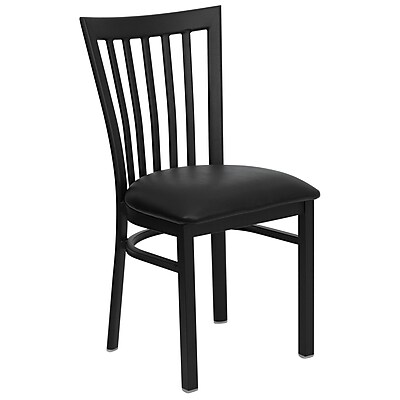 Flash Furniture Hercules Schoolhouse Back Metal Restaurant Chair with Vinyl Seat Black XUDG6Q4BSCHBLKV