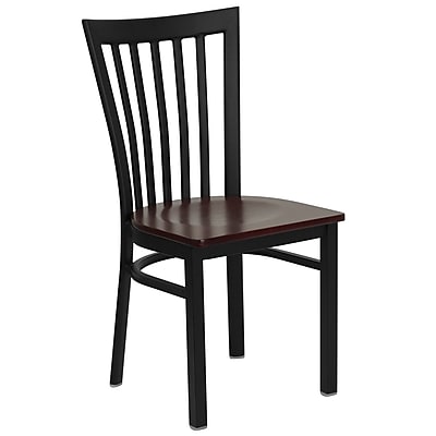 Flash Furniture Hercules Series Black School House Back Metal Restaurant Chair Mahogany Wood Seat XUDG6Q4BSCHMAHW