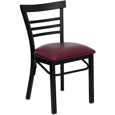 Flash Furniture Hercules Black Ladder Back Metal Restaurant Chair Burgundy Vinyl Seat XUDG6Q6B1LADBUV