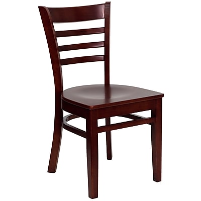 Flash Furniture HERCULES Series Mahogany Wood Ladder Back Restaurant Chair 4 Pack