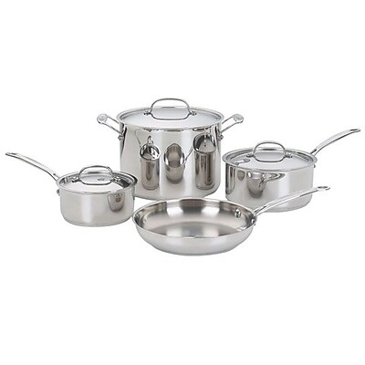 Cuisinart Chef's Classic Stainless Steel 7-Piece Cookware Set, Gray\/Silver